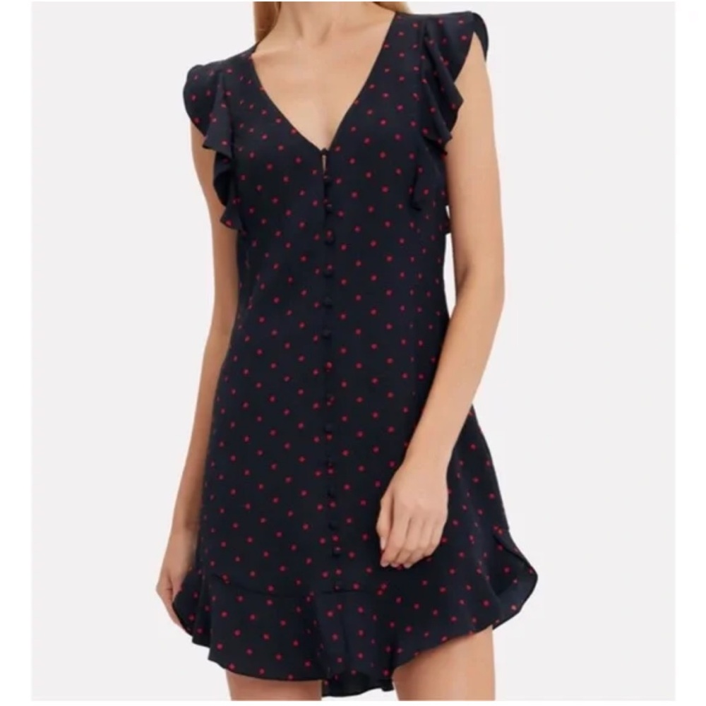 INTERMIX Navy Dress with Red Dots